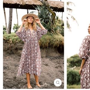 Daughters of India Midi Kyra Dress - wine